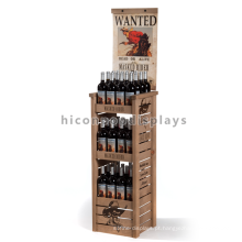 Vitrine de 3 camadas de madeira para venda de bebidas alcoólicas originais para pé de piso original